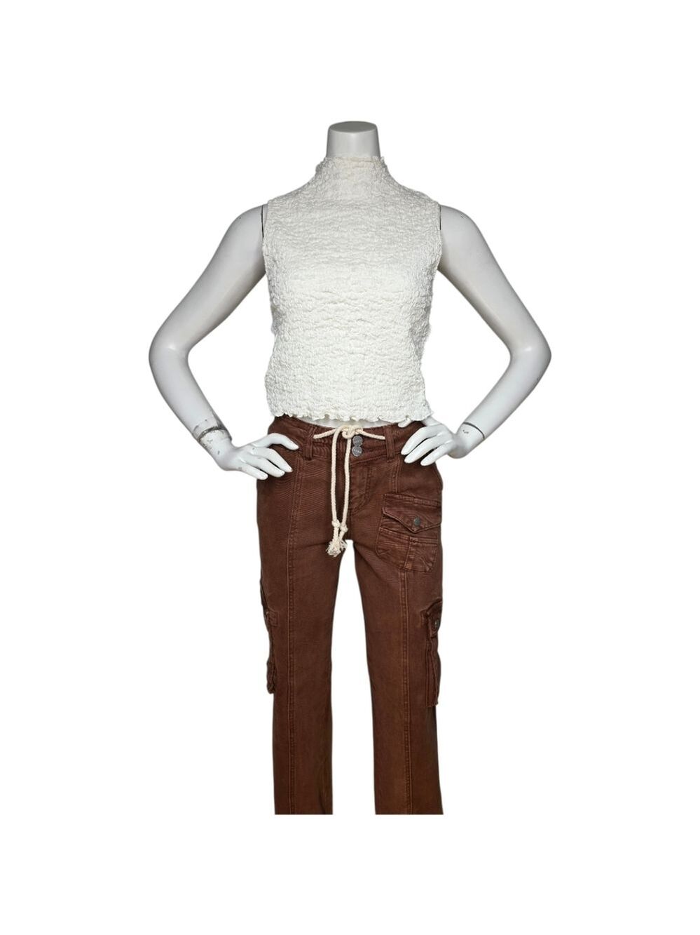 NWT Risen Espresso Brown Cargo Jeans High Rise Straight Leg Utility Size 0/24